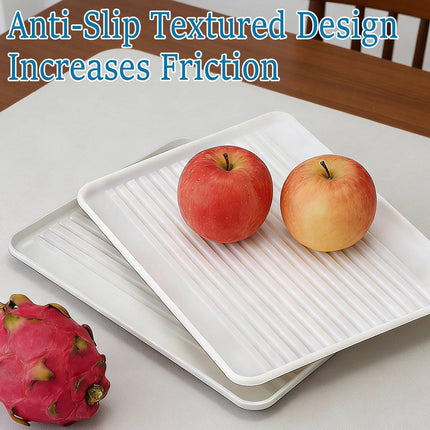 Rectangular Plastic Serving Tray Set of 12 White Anti-Slip Food Dining Trays