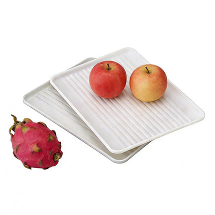 Rectangular Plastic Serving Tray Set of 12 White Anti-Slip Food Dining Trays