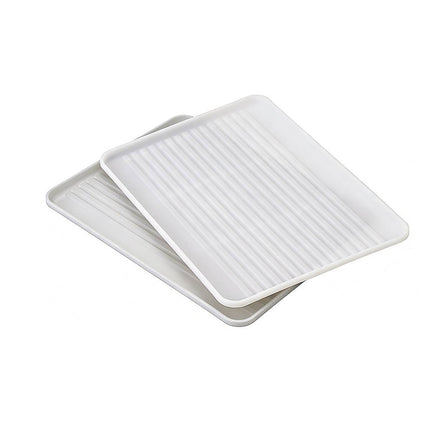 Rectangular Plastic Serving Tray Set of 12 White Anti-Slip Food Dining Trays