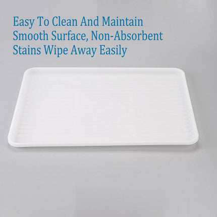 Rectangular Plastic Serving Tray Set of 12 White Anti-Slip Food Dining Trays