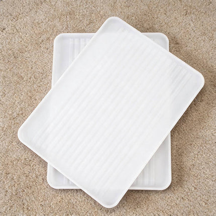 Rectangular Plastic Serving Tray Set of 12 White Anti-Slip Food Dining Trays
