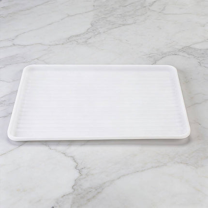 Rectangular Plastic Serving Tray Set of 12 White Anti-Slip Food Dining Trays