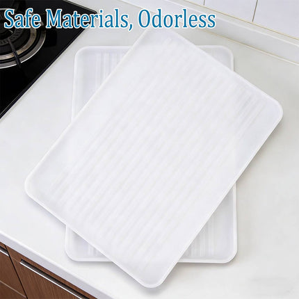 Rectangular Plastic Serving Tray Set of 12 White Anti-Slip Food Dining Trays