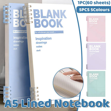 A5 Lined Coil Notebooks 5 Colour Pack Soft Cover 60 Sheets