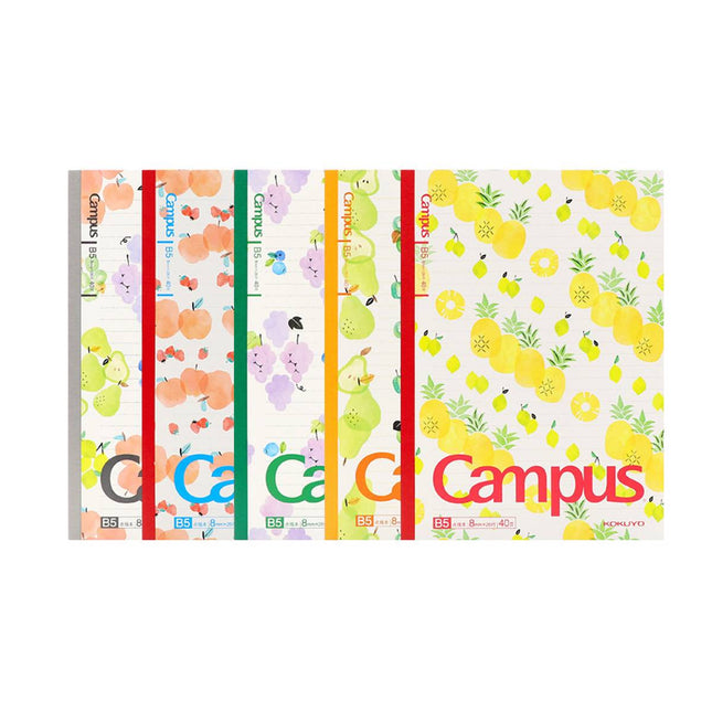 Kokuyo Campus B5 Fruit Cover Notebooks 40 Sheets 5pk