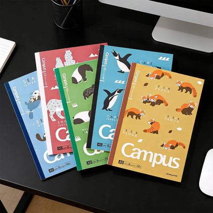 KOKUYO Campus A5 Animal Lined Notebooks 5 Pack 40 Sheets