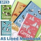 KOKUYO Campus A5 Animal Lined Notebooks 5 Pack 40 Sheets