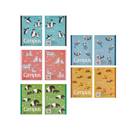 KOKUYO Campus A5 Animal Lined Notebooks 5 Pack 40 Sheets