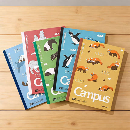 KOKUYO Campus A5 Animal Lined Notebooks 5 Pack 40 Sheets