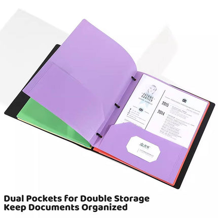 Letter Size 3 Hole Binder Pocket Folders 6 Colours