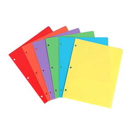 Letter Size 3 Hole Binder Pocket Folders 6 Colours