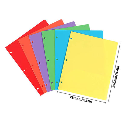 Letter Size 3 Hole Binder Pocket Folders 6 Colours