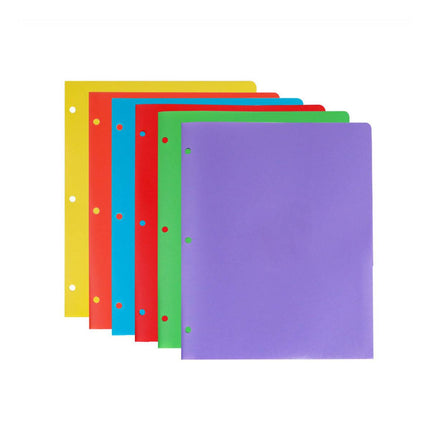 Letter Size 3 Hole Binder Pocket Folders 6 Colours
