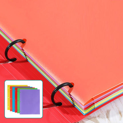 Letter Size 3 Hole Binder Pocket Folders 6 Colours