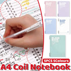 A4 Blank Coil Notebooks 5 Colour Pack Soft Cover 60 Sheets