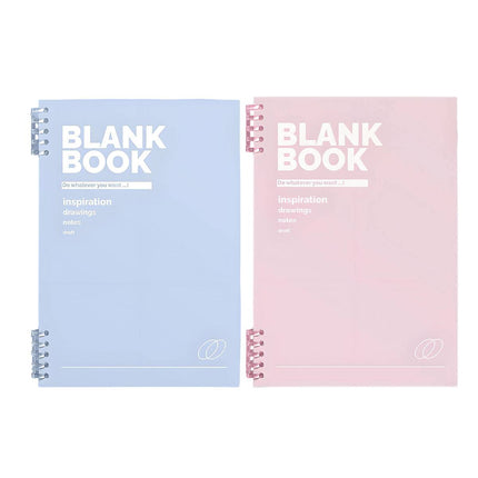 A4 Blank Coil Notebook With 3 Refills Blue Pink Soft Cover