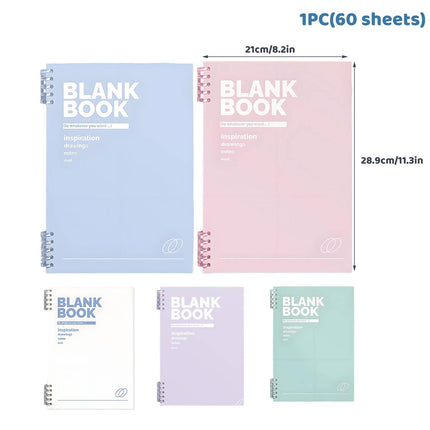 A4 Blank Coil Notebooks 5 Colour Pack Soft Cover 60 Sheets