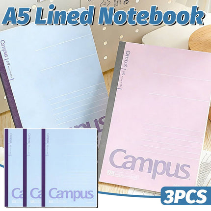 A5 Soft Cover Lined Notebooks 3 Pack Pink Blue 60 Sheets