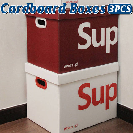 Cardboard Storage Boxes with Lids 3 Pack 44x33x33cm
