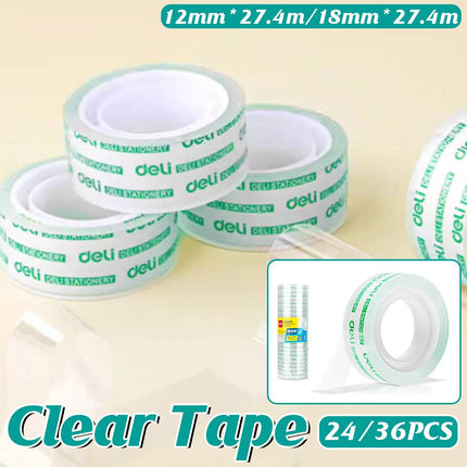 Deli Clear Stationery Tape Rolls Multipack Two Widths