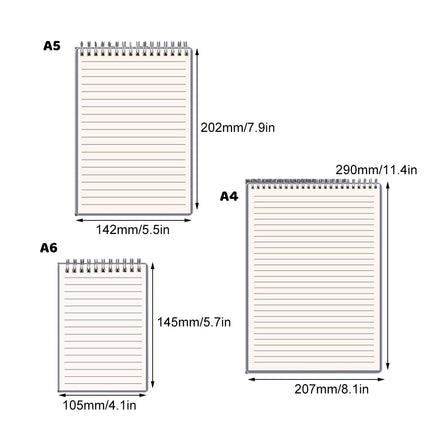 Top Flip Coil Lined Notebooks 5 Pack A6 A5 or A4