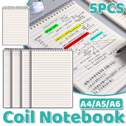 Top Flip Coil Lined Notebooks 5 Pack A6 A5 or A4
