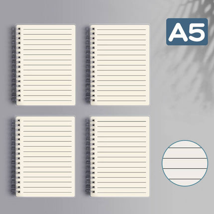 Lined Coil Notebooks 5 Pack A5 A4 Frosted Cover 80 Sheets