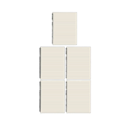 Lined Coil Notebooks 5 Pack A5 A4 Frosted Cover 80 Sheets