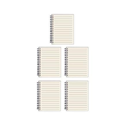 Lined Coil Notebooks 5 Pack A5 A4 Frosted Cover 80 Sheets