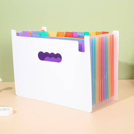 A4 Rainbow Expanding File Folder 13 Pocket Handle