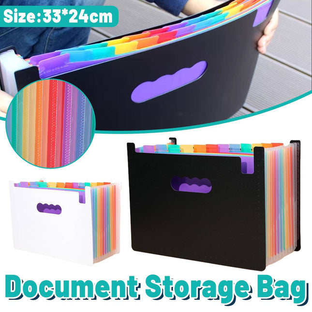 A4 Rainbow Expanding File Folder 13 Pocket Handle