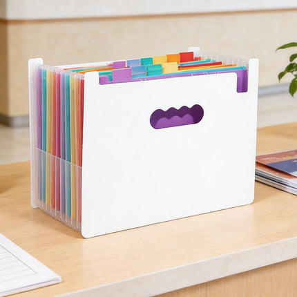 A4 Rainbow Expanding File Folder 13 Pocket Handle