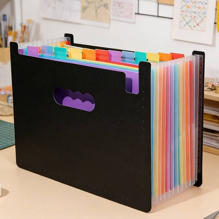 A4 Rainbow Expanding File Folder 13 Pocket Handle