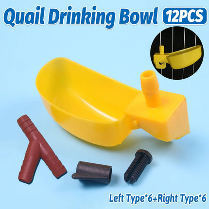 Bird Water Dispenser Set 12PCS Plastic Feeder Cups for Quail Pigeon Cage Bowl