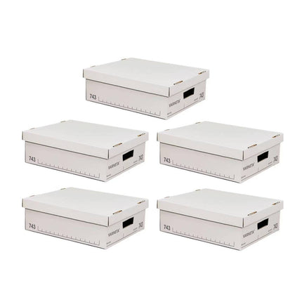 Document Storage Boxes with Lids 5 Pack Two Heights