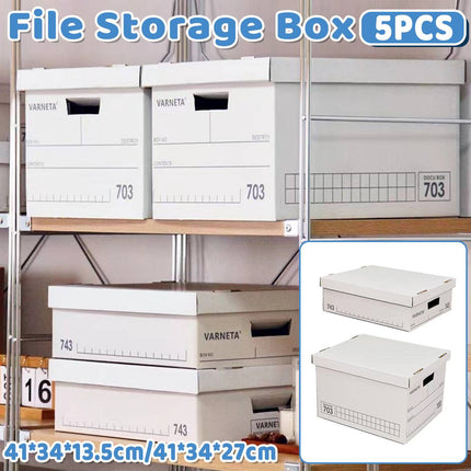 Document Storage Boxes with Lids 5 Pack Two Heights