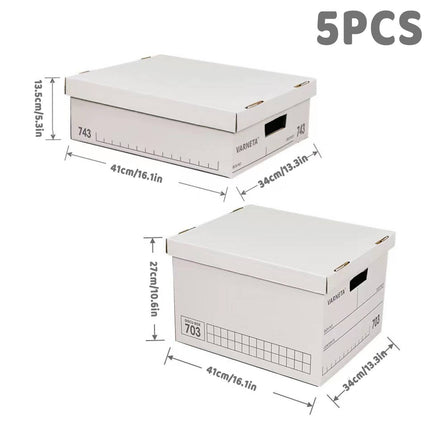 Document Storage Boxes with Lids 5 Pack Two Heights