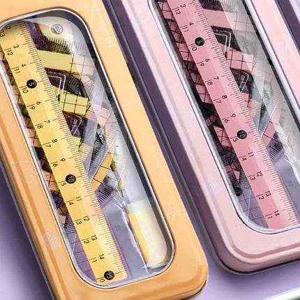 Frey Geometry Set 8 Piece Metal Tin Pink or Yellow
