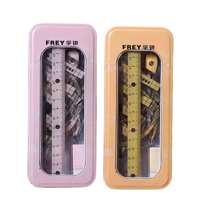 Frey Geometry Set 8 Piece Metal Tin Pink or Yellow