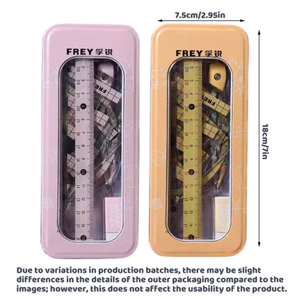 Frey Geometry Set 8 Piece Metal Tin Pink or Yellow