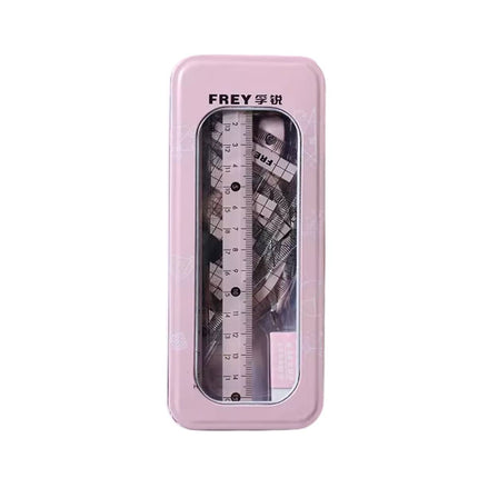 Frey Geometry Set 8 Piece Metal Tin Pink or Yellow
