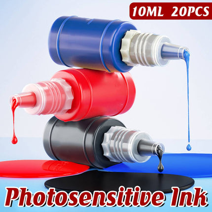 Photosensitive Stamp Ink 10ml Bottles 20 Pack