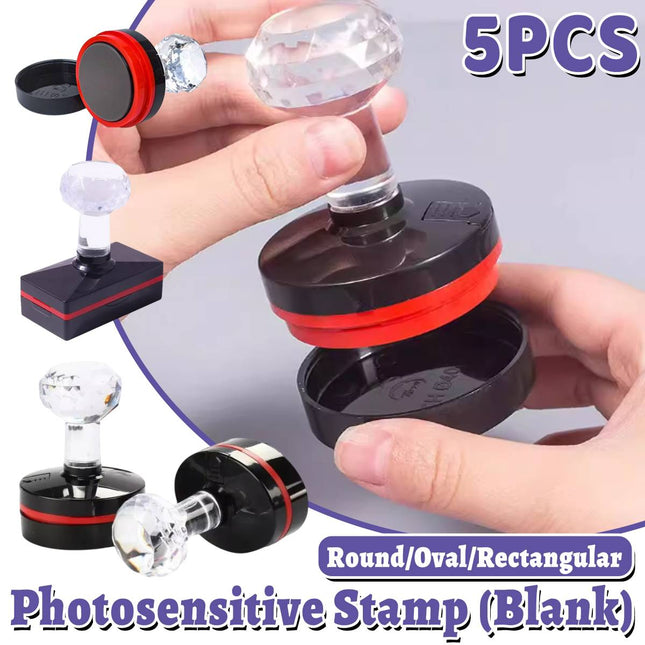 Blank Photosensitive Stamps 5 Pack Crystal Handle