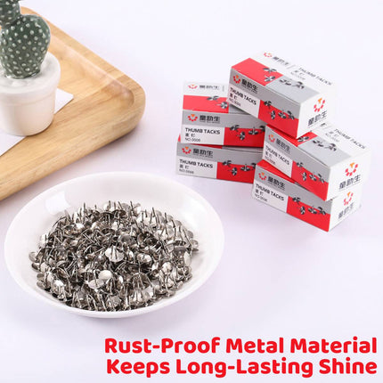 Silver Round Metal Thumbtacks 10 Boxes 80pcs Each