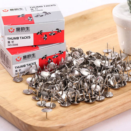 Silver Round Metal Thumbtacks 10 Boxes 80pcs Each