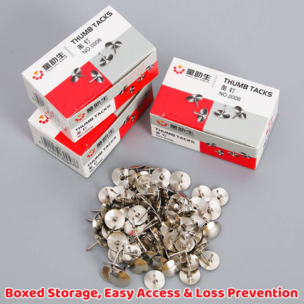 Silver Round Metal Thumbtacks 10 Boxes 80pcs Each