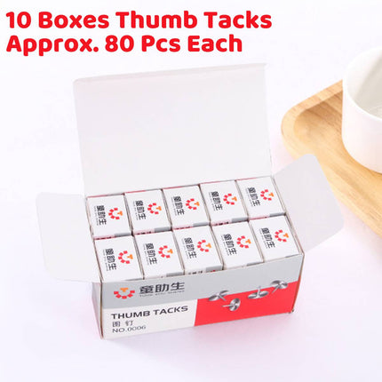 Silver Round Metal Thumbtacks 10 Boxes 80pcs Each