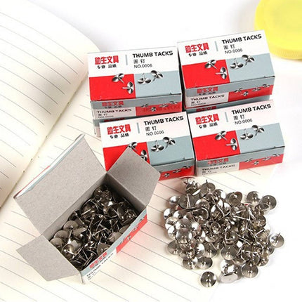 Silver Round Metal Thumbtacks 10 Boxes 80pcs Each