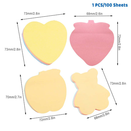 Shaped Sticky Notes Heart Apple Bear 20 Pack