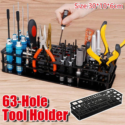 63-Hole Screwdriver Rack Acrylic Tool Stand Desk Tool Holder Work Bench Organizer